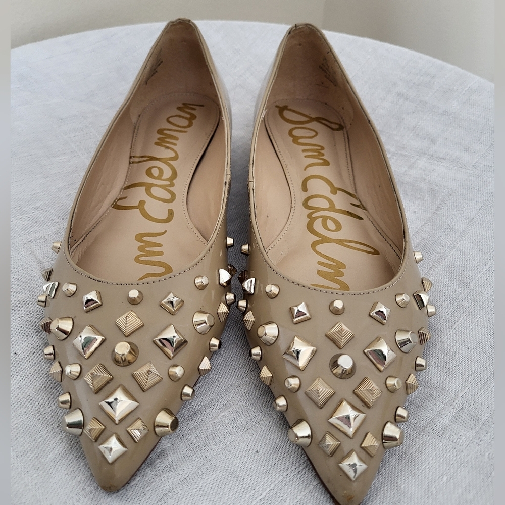 Sam Edelman Beige Studded Flats